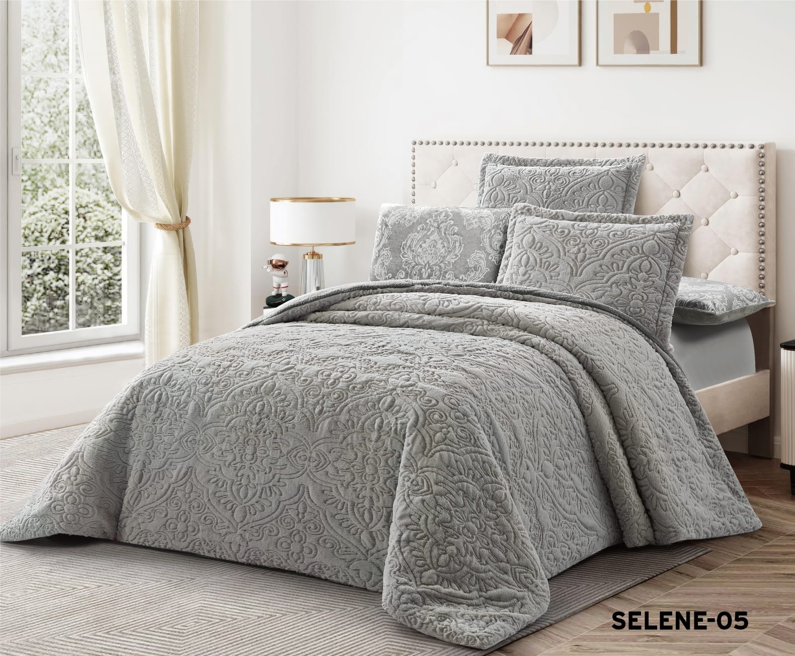 Selene King Size 6 PC Winter Comforter Set  طقم لحاف سيلين فرو ارنب شتوي