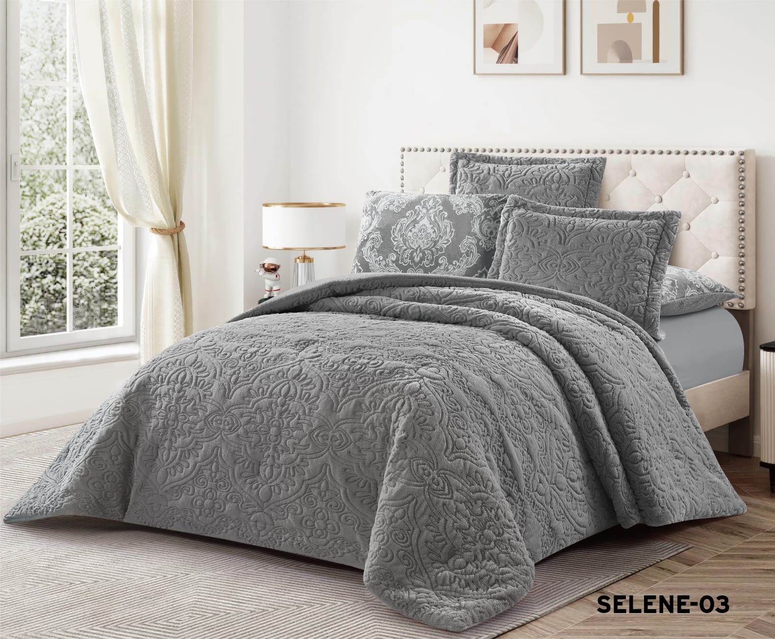 Selene King Size 6 PC Winter Comforter Set  طقم لحاف سيلين فرو ارنب شتوي