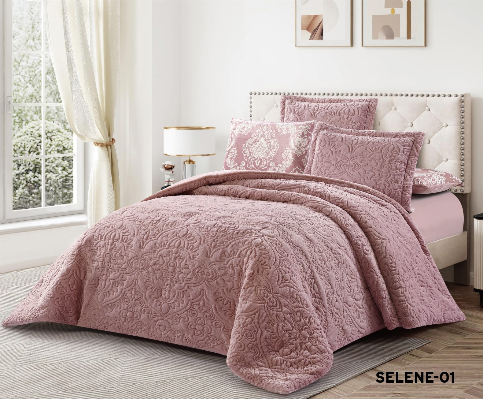 Selene King Size 6 PC Winter Comforter Set  طقم لحاف سيلين فرو ارنب شتوي