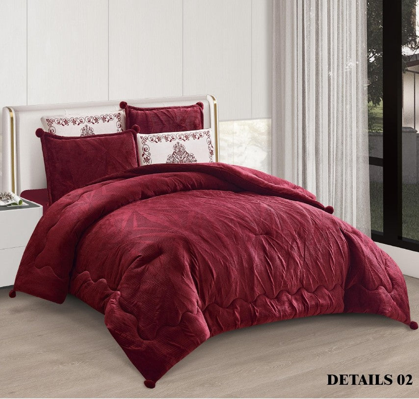 King Size 6 PC Winter Details Comforter طقم لحاف مجوز ٦ قطع ديتيلز فرو شتوي